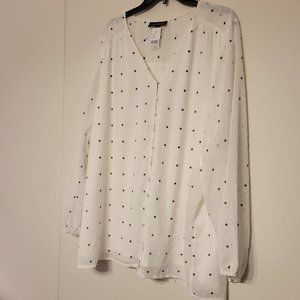 Lane Bryant Black and White Polka Dot Blouse NWT Sheer with Slip Cami Size 26/28